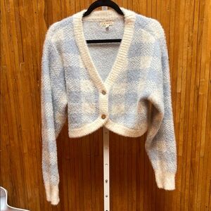 La Hearts Blue and Cream Checkered Cardigan